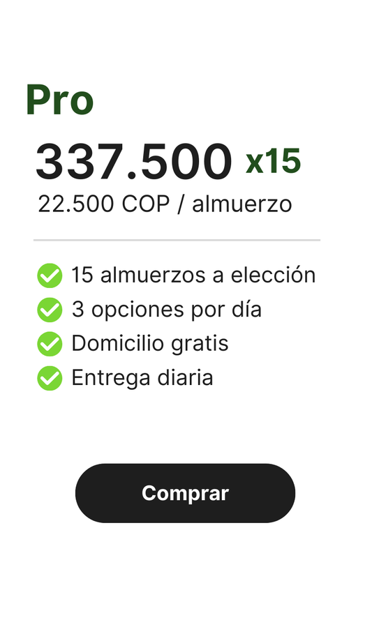 15 almuerzos al mes